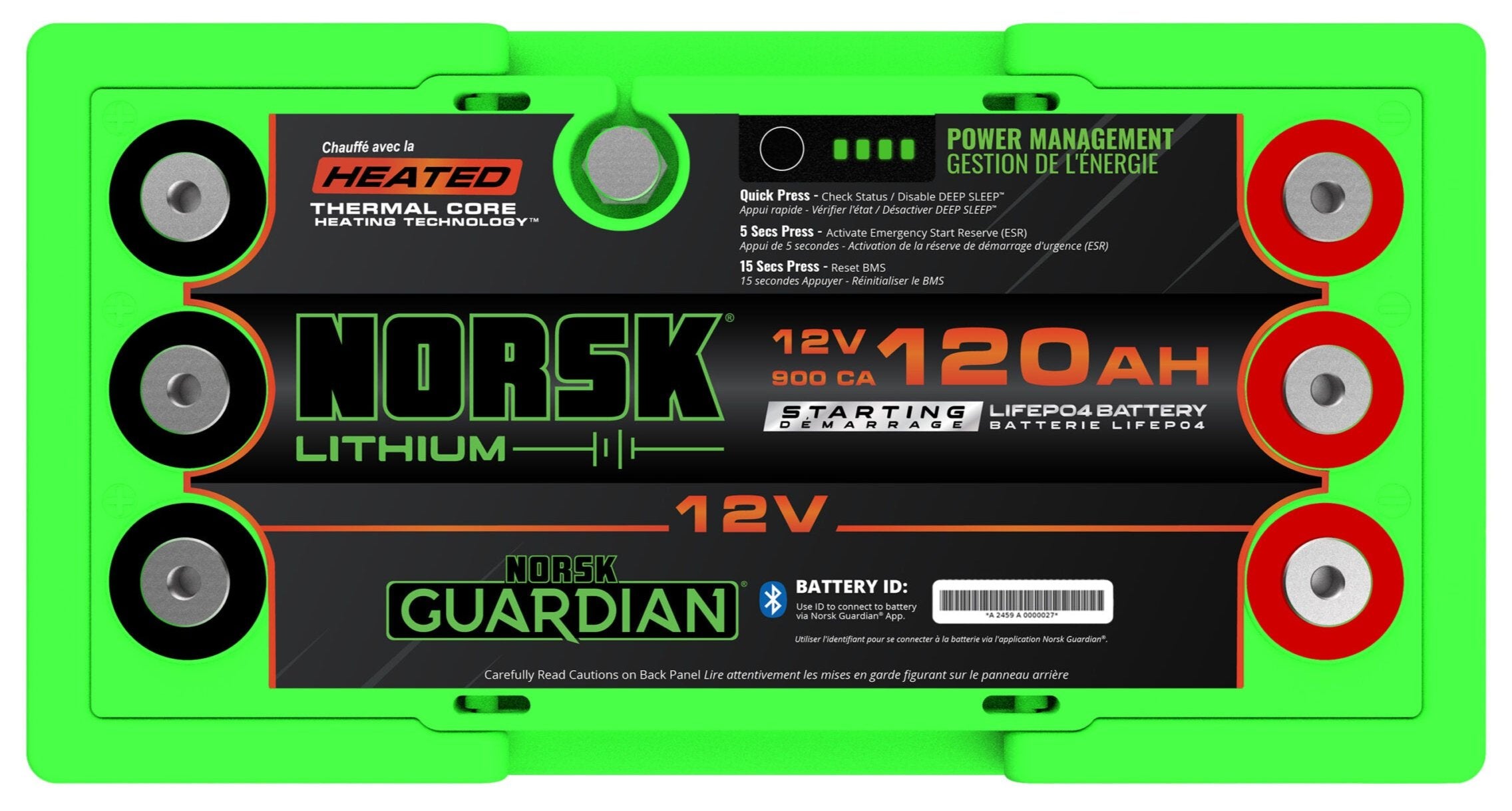 Norsk Lithium 12V Marine Starting Batteries [120Ah - Heated - Top]