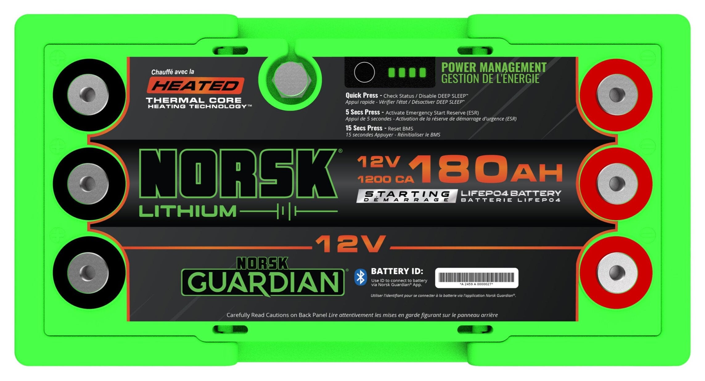 Norsk Lithium 12V Marine Starting Batteries [180Ah - Heated - Top]