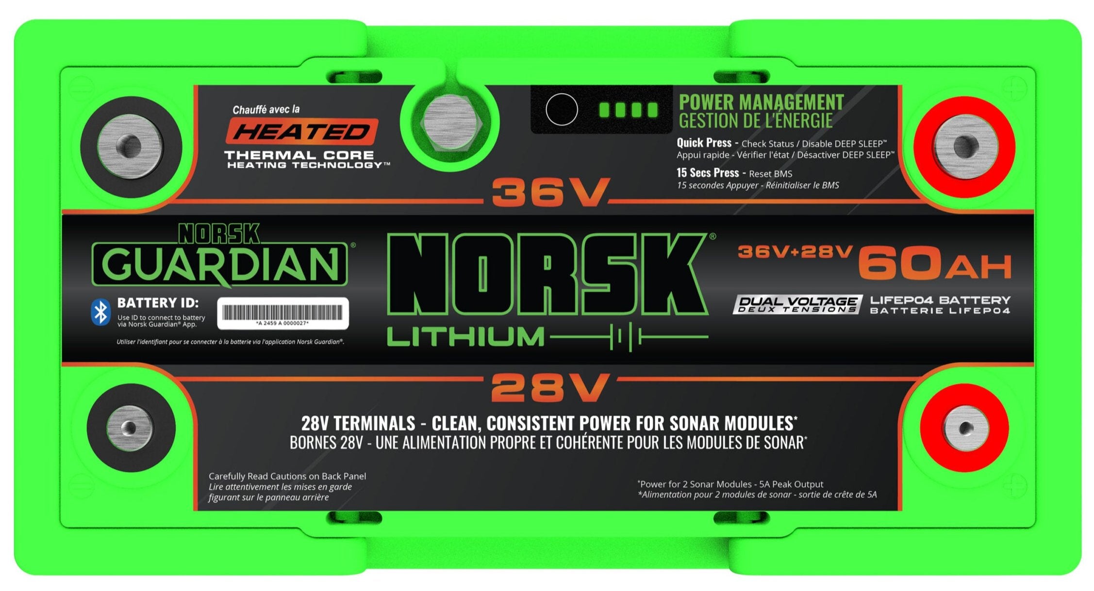 Norsk Lithium 36+28V Dual Voltage Batteries [60Ah Heated - Top]