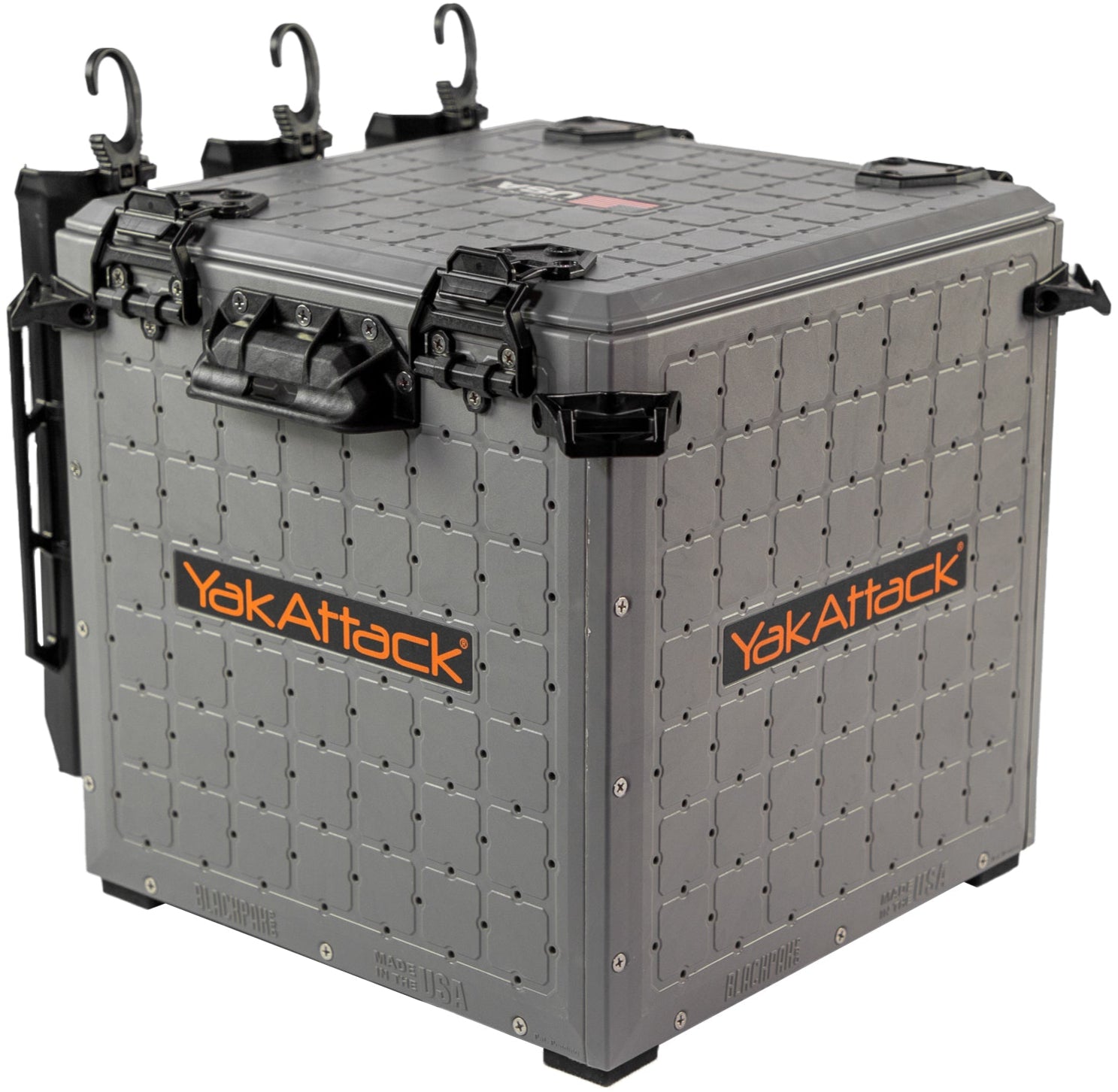 YakAttack BlackPak Pro Kayak Fishing Crate [13x13 - Battleship Grey - Side]