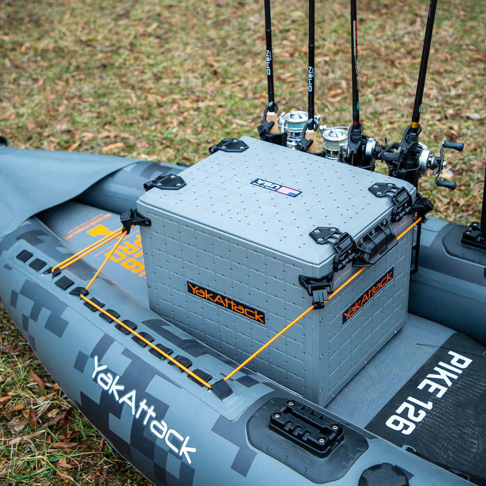 YakAttack BlackPak Pro Kayak Fishing Crate [13x16 - Battleship Grey - Installed/Kayak]