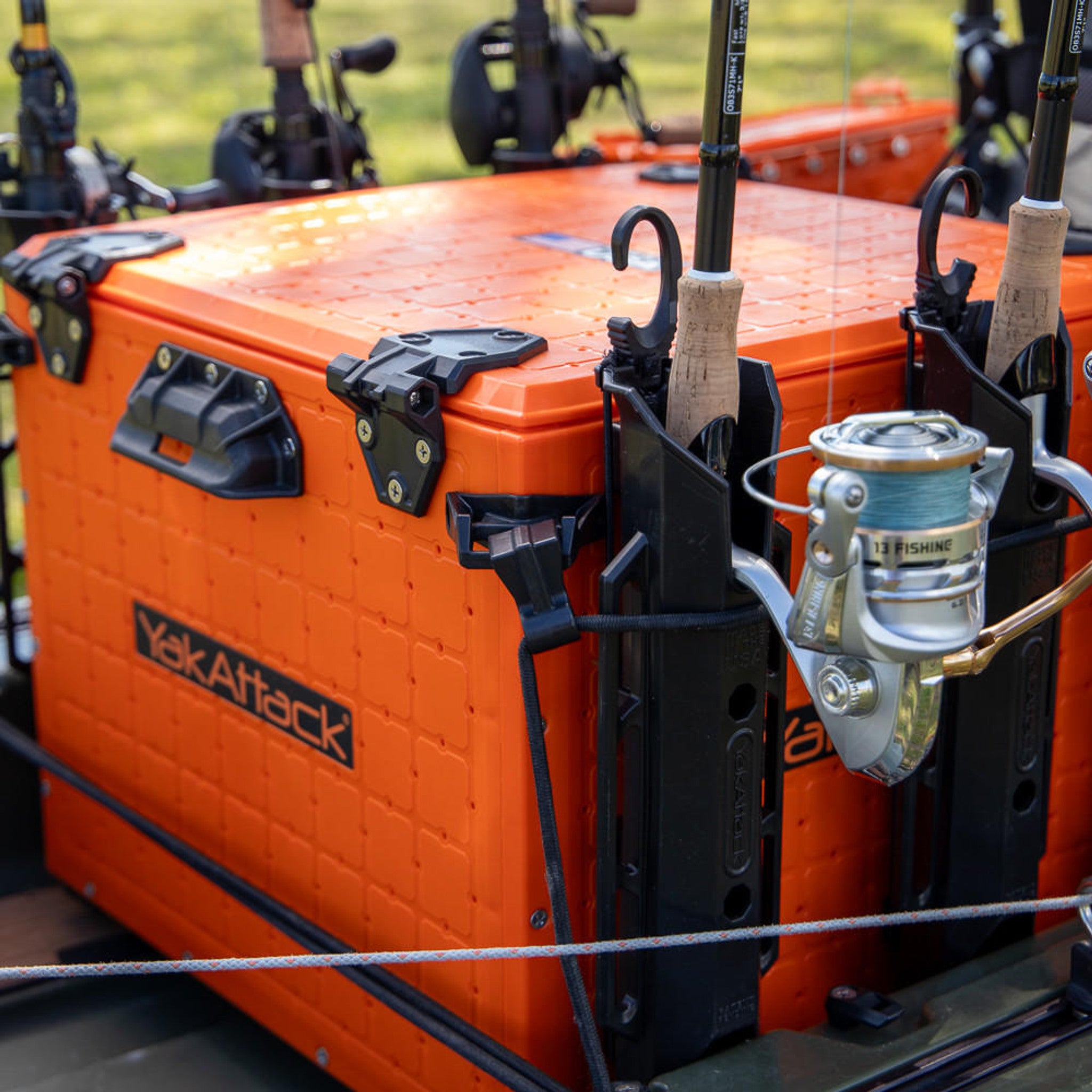 YakAttack BlackPak Pro Kayak Fishing Crate [16x16 - Orange - Installed]