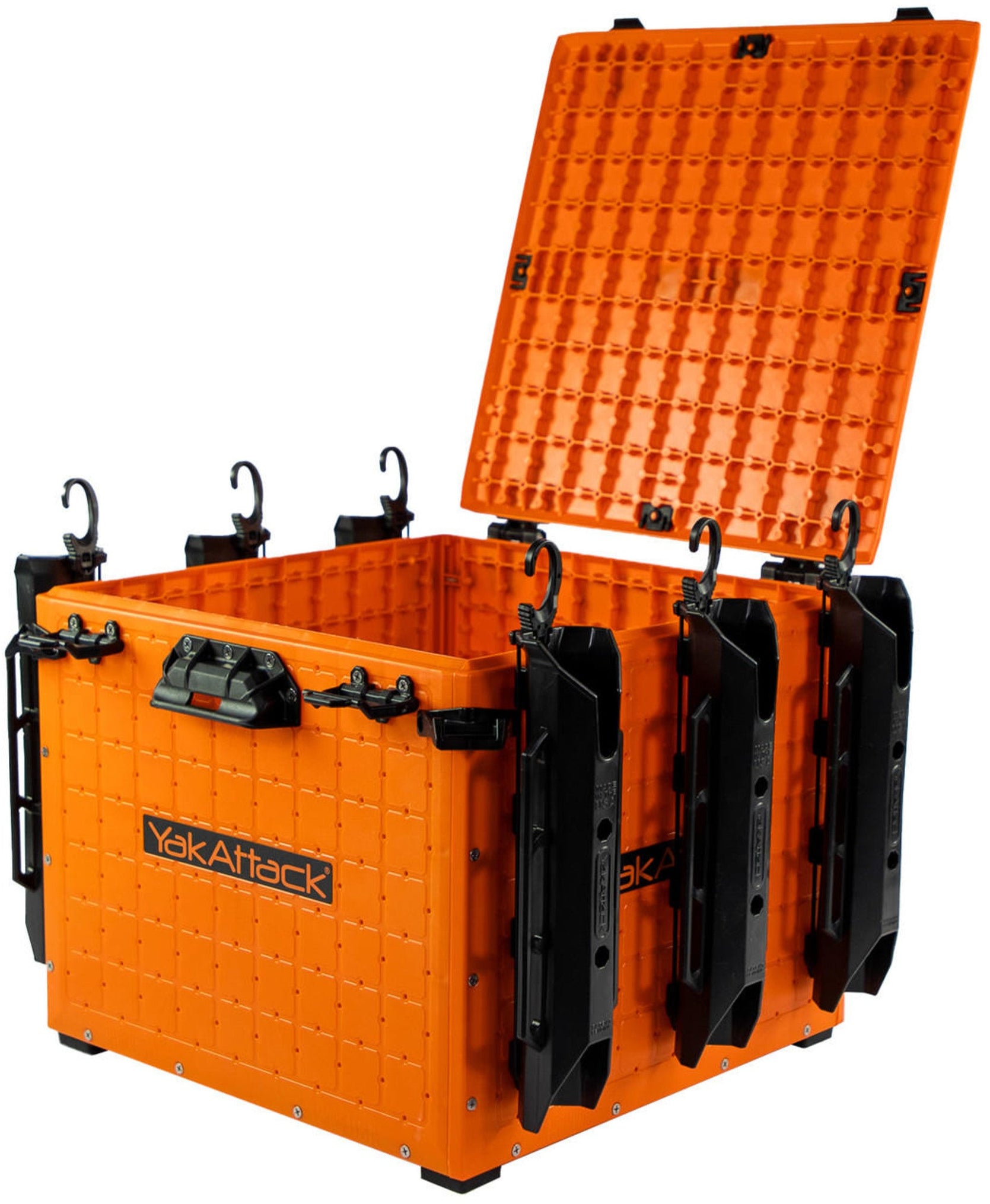 YakAttack BlackPak Pro Kayak Fishing Crate [16x16 - Orange - Open]