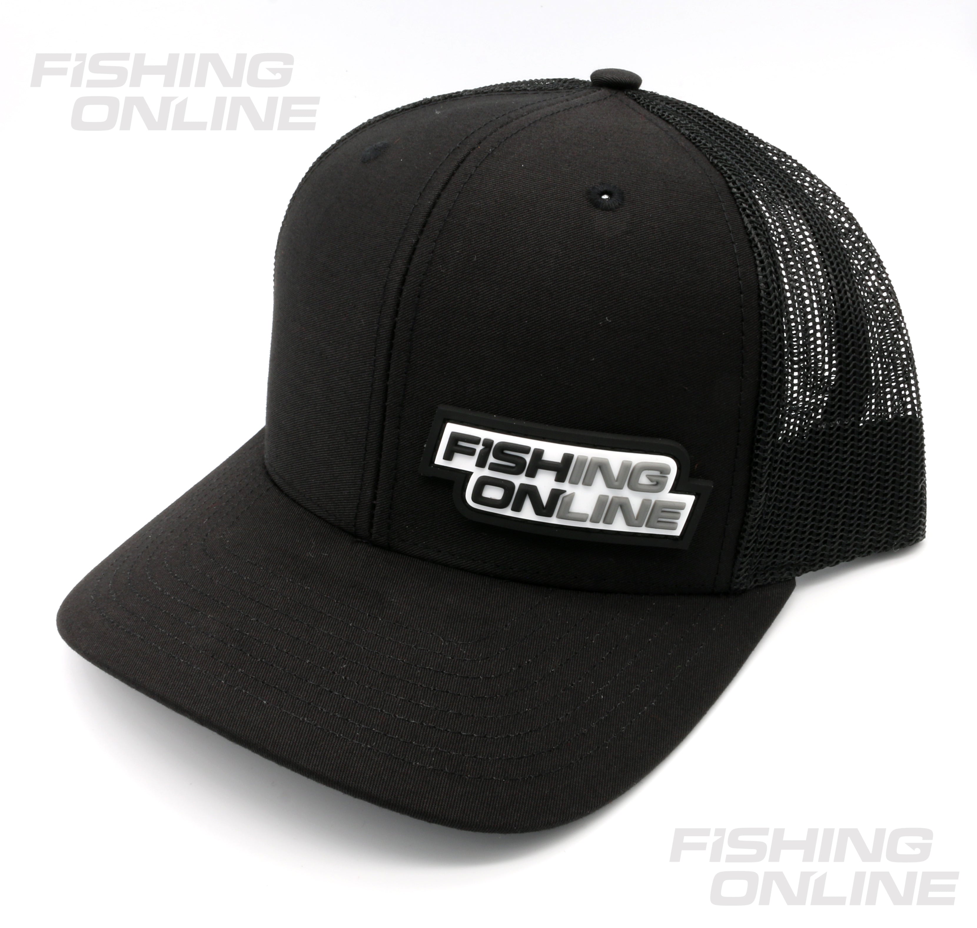 Fishing Online Trucker Hat [ 3D PVC Rubber Logo - Grey/Black]