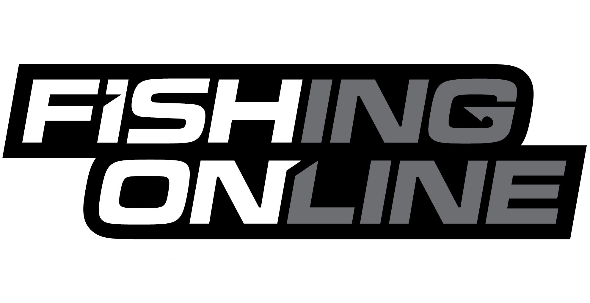 Fishing Online Logo Decal / Sticker [8" Logo Greyscale (Black Border)]