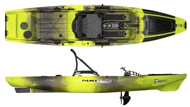 Native Watercraft Slayer Propel Max 12.5 Pedal Fishing Kayak [Gator Green Top/Side View]