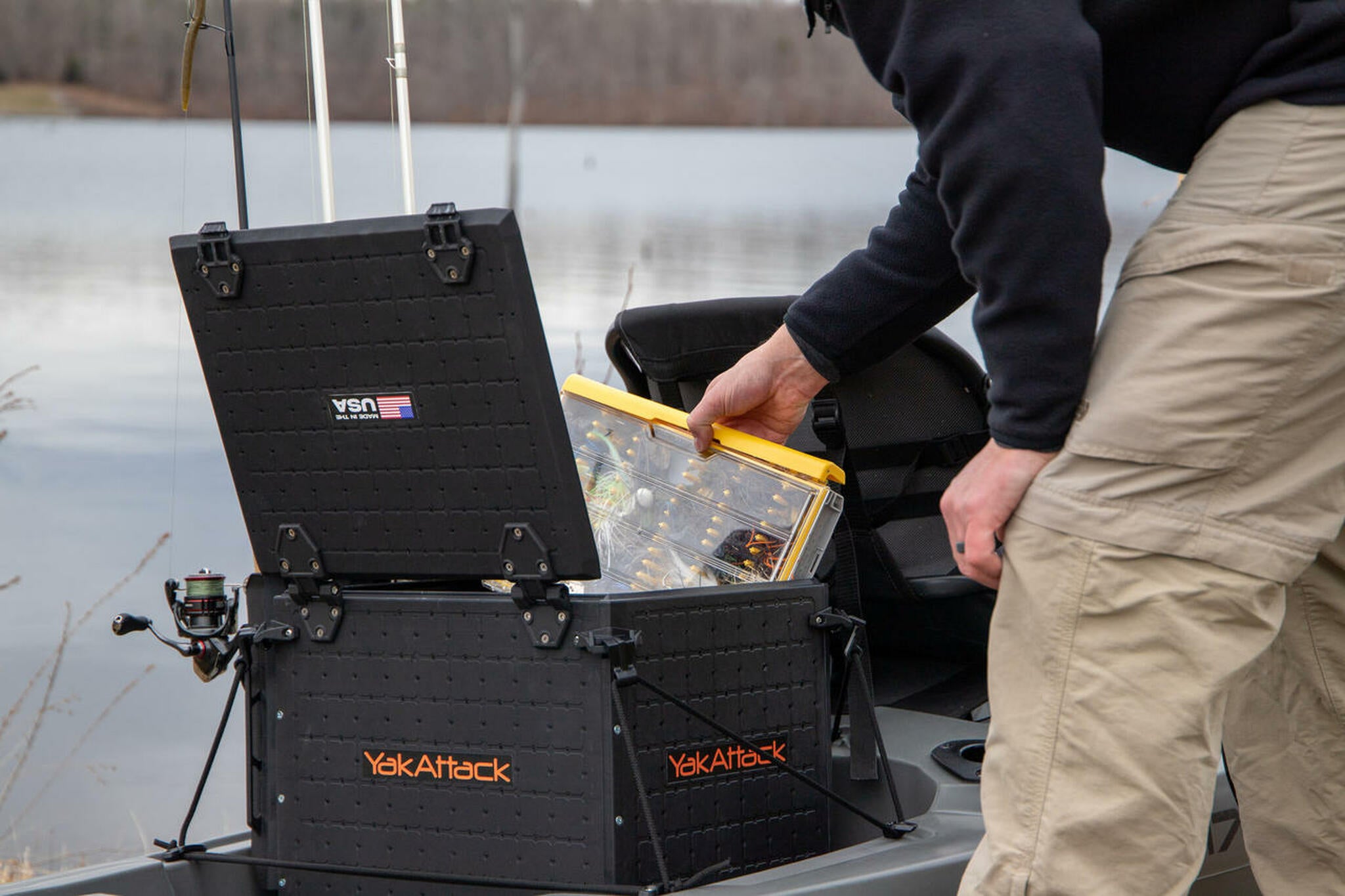 YakAttack BlackPak Pro Kayak Fishing Crate [Open]