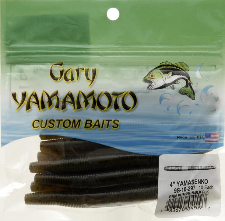 Yamamoto 4 Senko, Green Pumpkin (Black Flake)